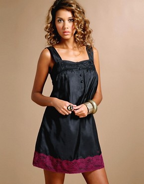 ASOS Premium Silk Lace Hem Dress