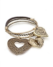 ASOS Mixed Set of Bangles With Large Heart Charm Drop
