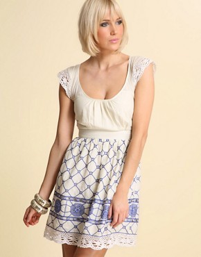 ASOS Embroidered Lace Trim Dress