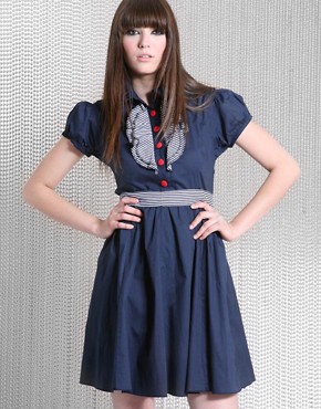 To Love Kuvaa Stripe Frill Front Shirt Dress