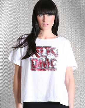 House Of The Gods Run DMC Off Shoulder Cropped Tee