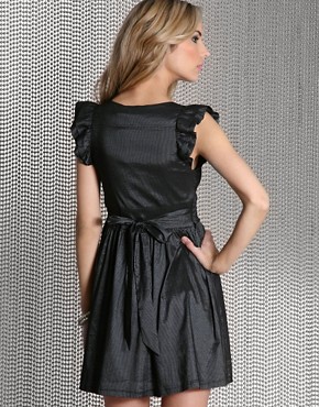 Glamorous Frill Sleeve Stripe Bib Dress