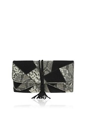 Warehouse Snake And Suede Clutch
