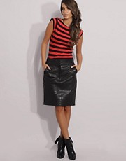 French Connection Leather High Waist Pencil Skirt