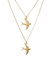 Alex Monroe 22ct Gold Plated Two Row Swallow Necklace