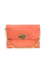ASOS Coral Leather Envelope Slot Through Bag